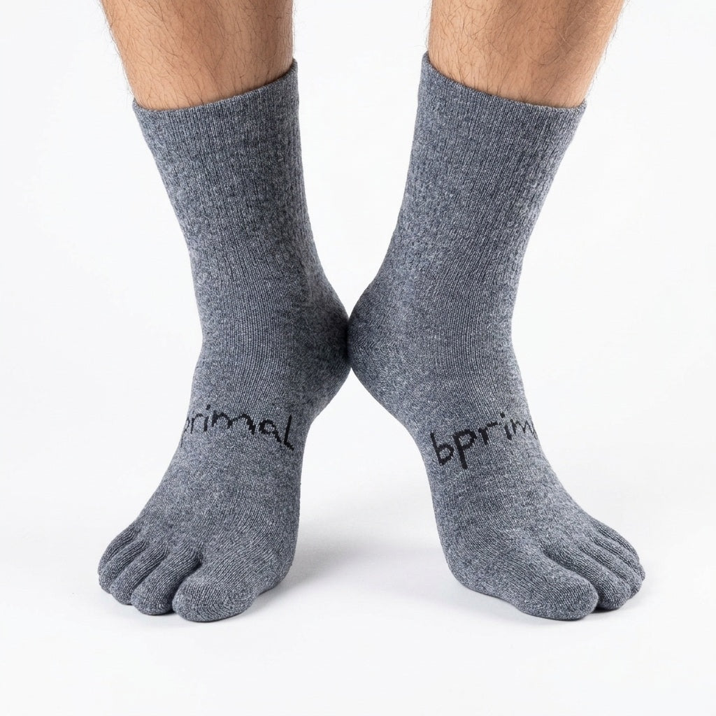Bprimal Outdoor Merino Five-Toe Socks - Crew - Grey