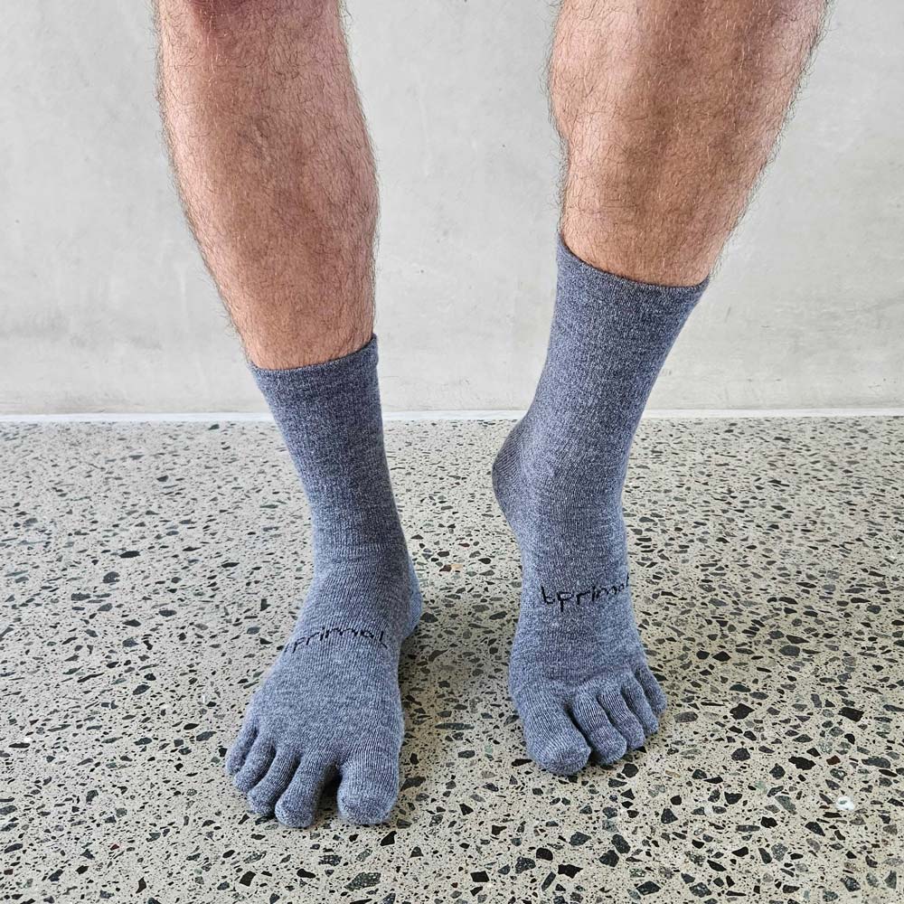 Bprimal Outdoor Merino Five-Toe Socks - Crew - Grey