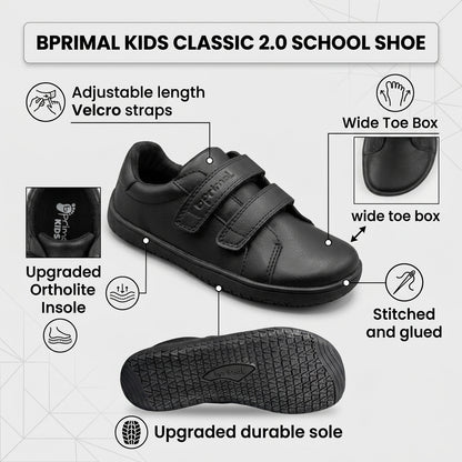 Bprimal Kids - Classic 2.0 - Blackout (Leather) School Shoes