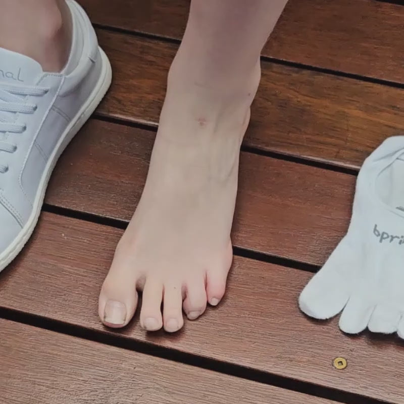 Bprimal Everyday Five-Toe Socks V2 - Hidden - Thin Weight - White