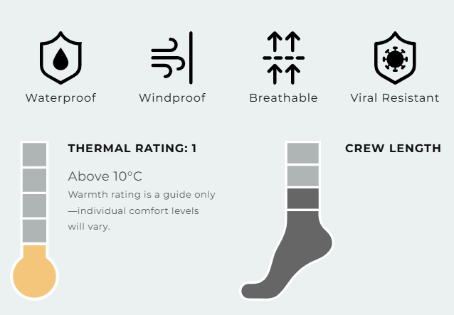 Dexshell Ultra-Thin Waterproof Sock - Crew - Black