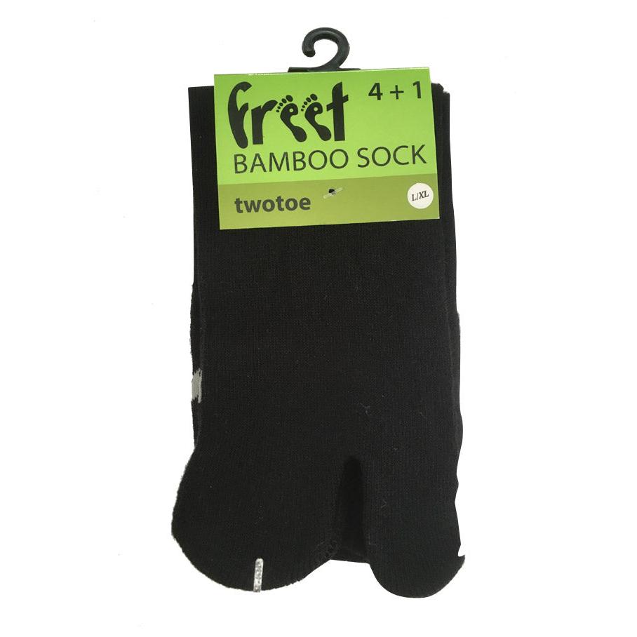 Two-Toe Bamboo Sock - Black / White - bprimal