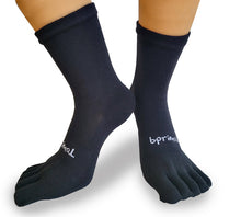 Bprimal Everyday Five-Toe Socks - Crew - Regular Weight - Black - bprimal