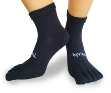 Bprimal Everyday Five-Toe Socks - Mini-Crew - Regular Weight - Black - bprimal