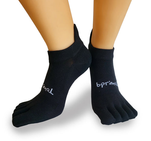 Bprimal YOUTH Everyday Five-Toe Socks - No-Show - Regular Weight - Black - bprimal