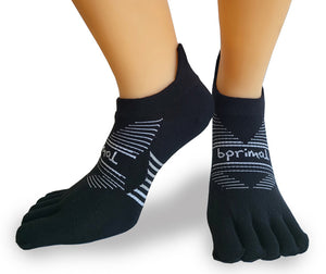 Bprimal Performance Five-Toe Socks - Regular Weight - No-Show - Black - bprimal