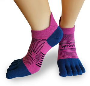 Bprimal Performance Five-Toe Socks - Womens - Regular Weight - No-Show - Pink/Navy - bprimal