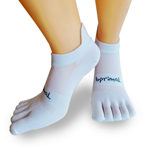 Bprimal Everyday Five-Toe Socks - No-Show - Regular Weight - White - bprimal